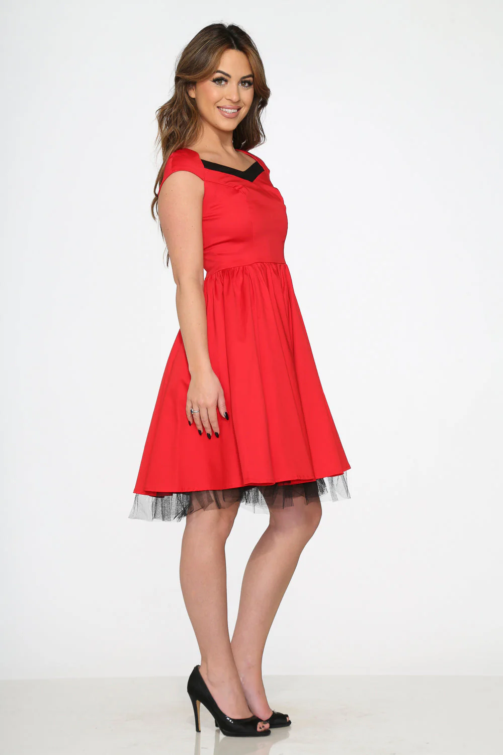 Red & Black Trim Swing Dress - Image 6