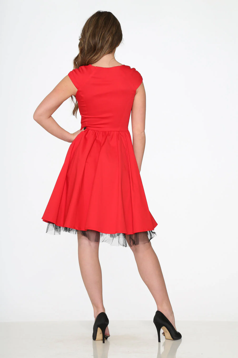Red & Black Trim Swing Dress - Image 8