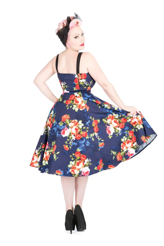 Navy Floral Swing Dress - Image 2