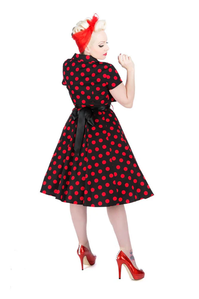 Black & Red Polka Dot Swing Dress - Image 2