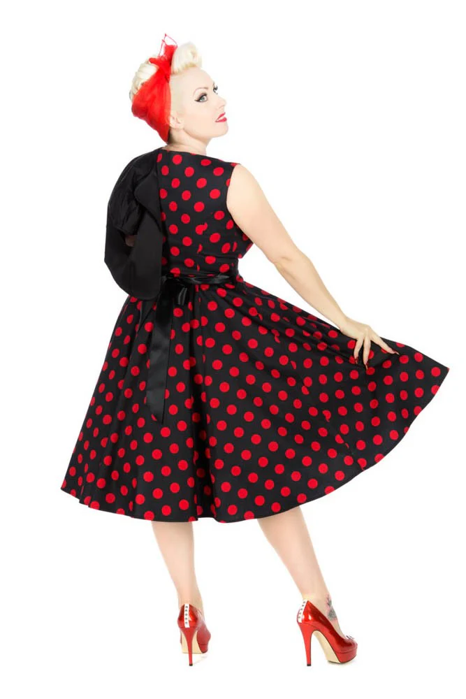 Black & Red Polka Dot Swing Dress - Image 3