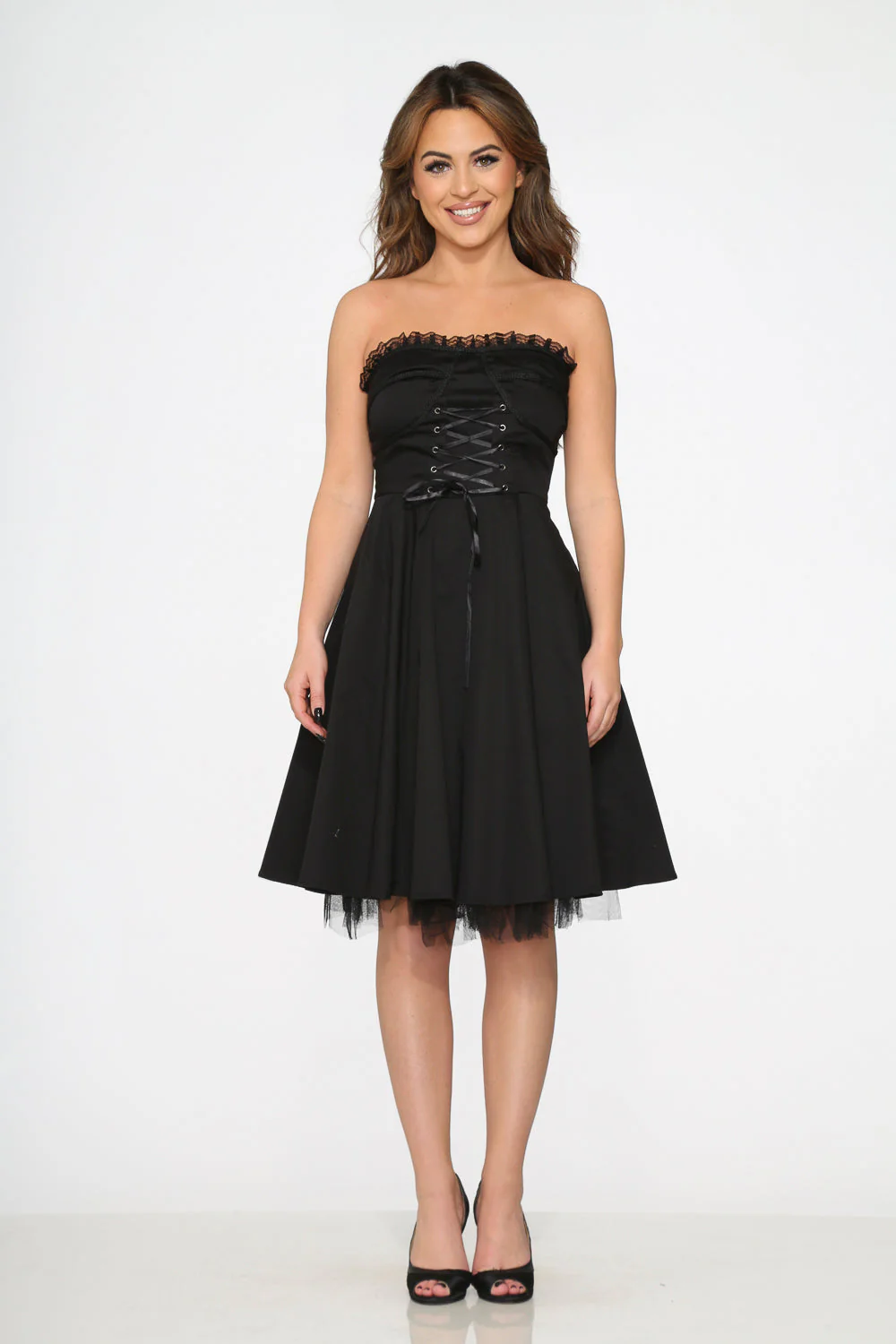 Black Strapless Swing Dress - Image 3