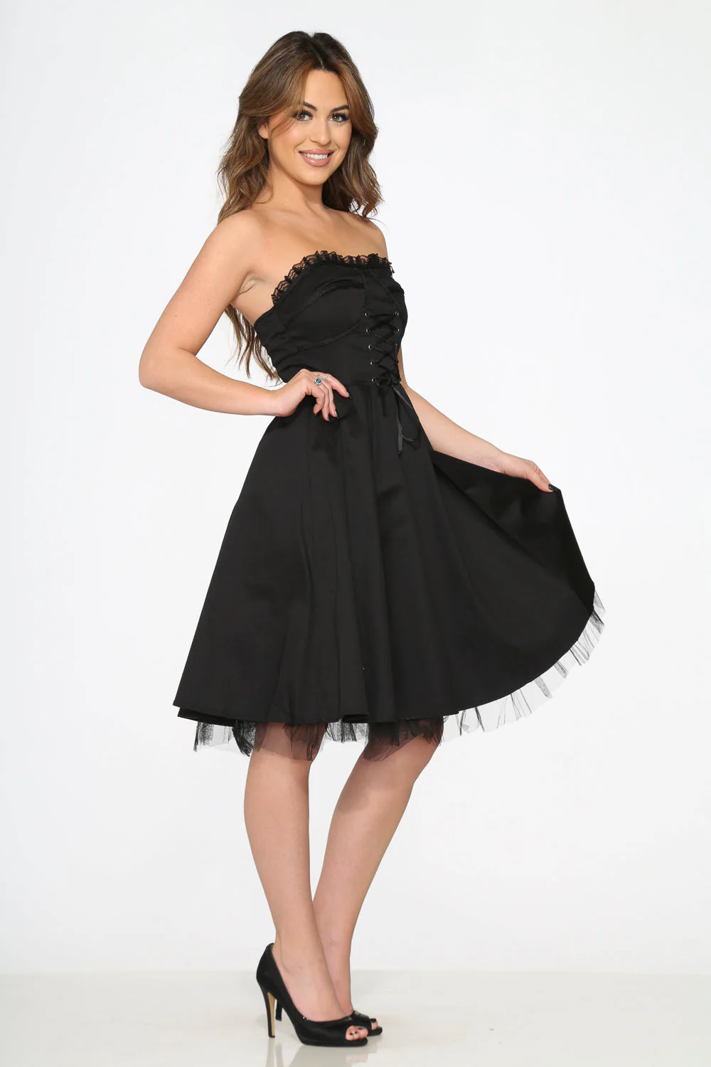 Black Strapless Swing Dress - Image 5