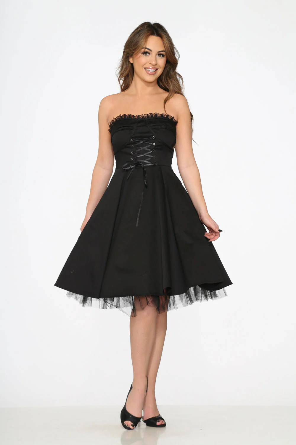 Black Strapless Swing Dress - Image 6