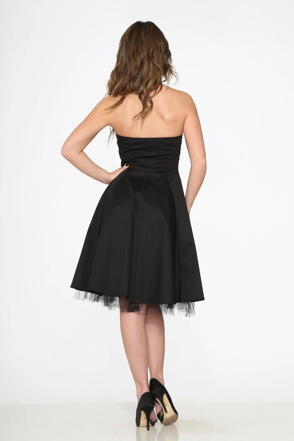 Black Strapless Swing Dress - Image 8