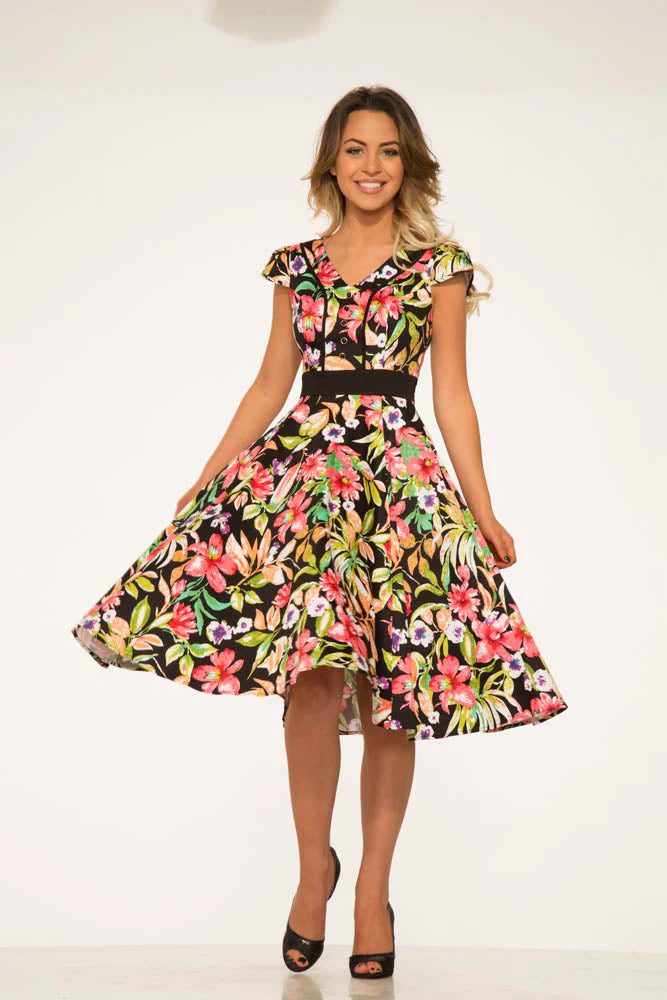 Tropical Mix Floral Swing Dress - Image 3