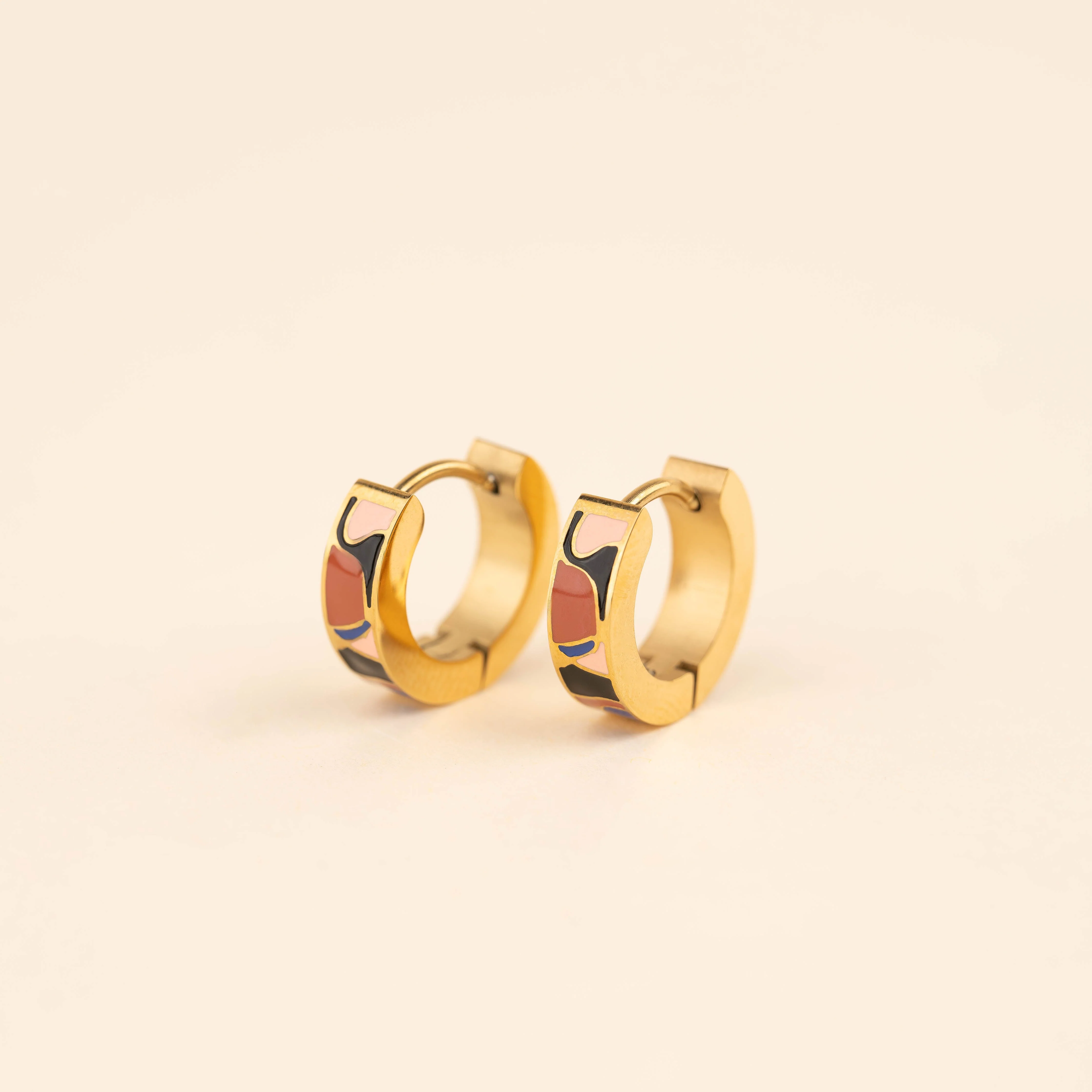 Abstract Chunky Huggie Hoop Earrings - Image 3