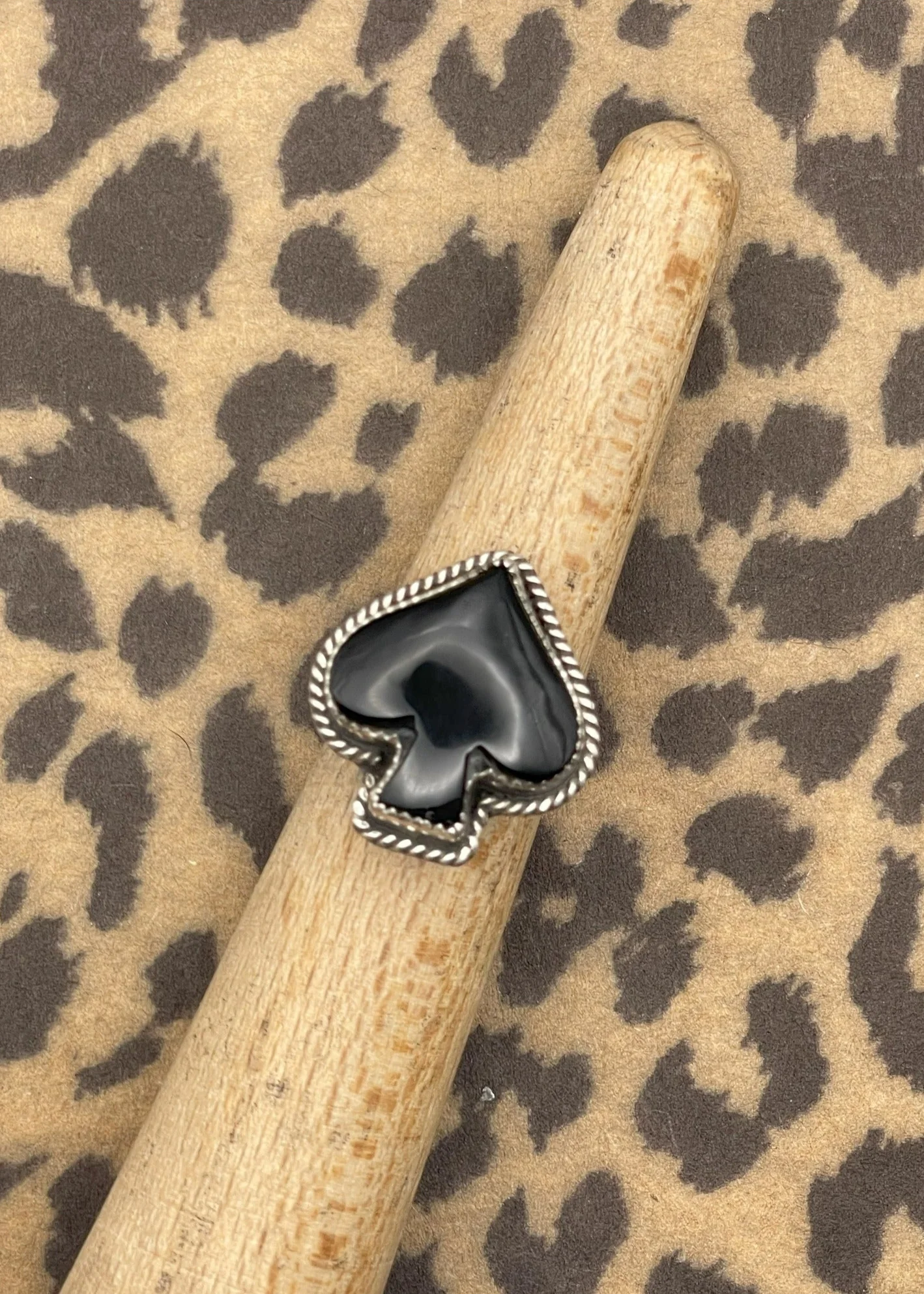 Sterling Silver Ace of Spades Black Onyx Ring