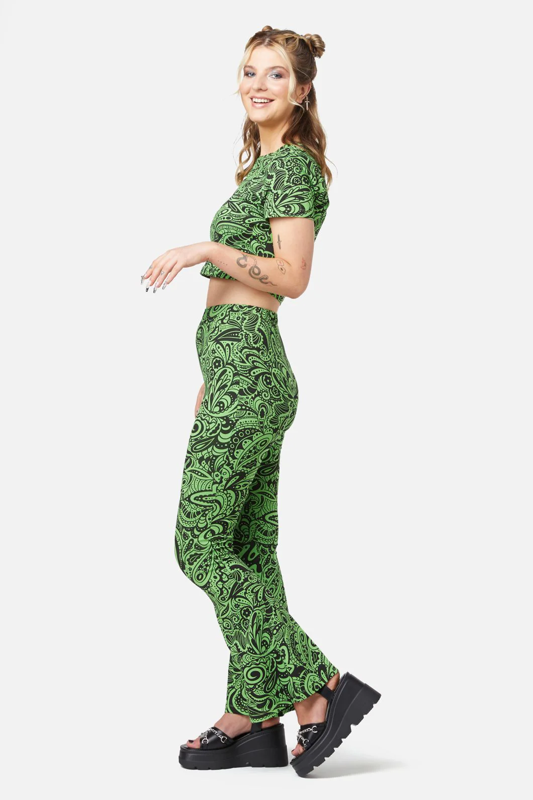 Acid Paisley Jersey Flares - Image 3