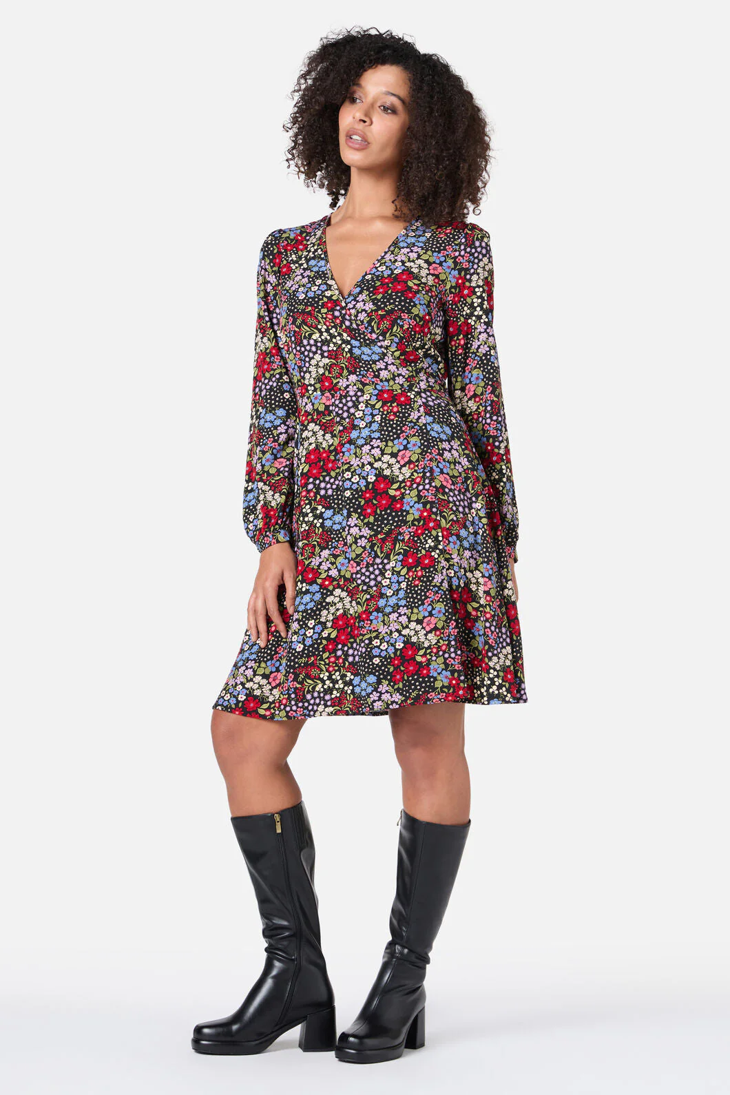 Ada 90's Floral Mini Wrap Dress - Image 4
