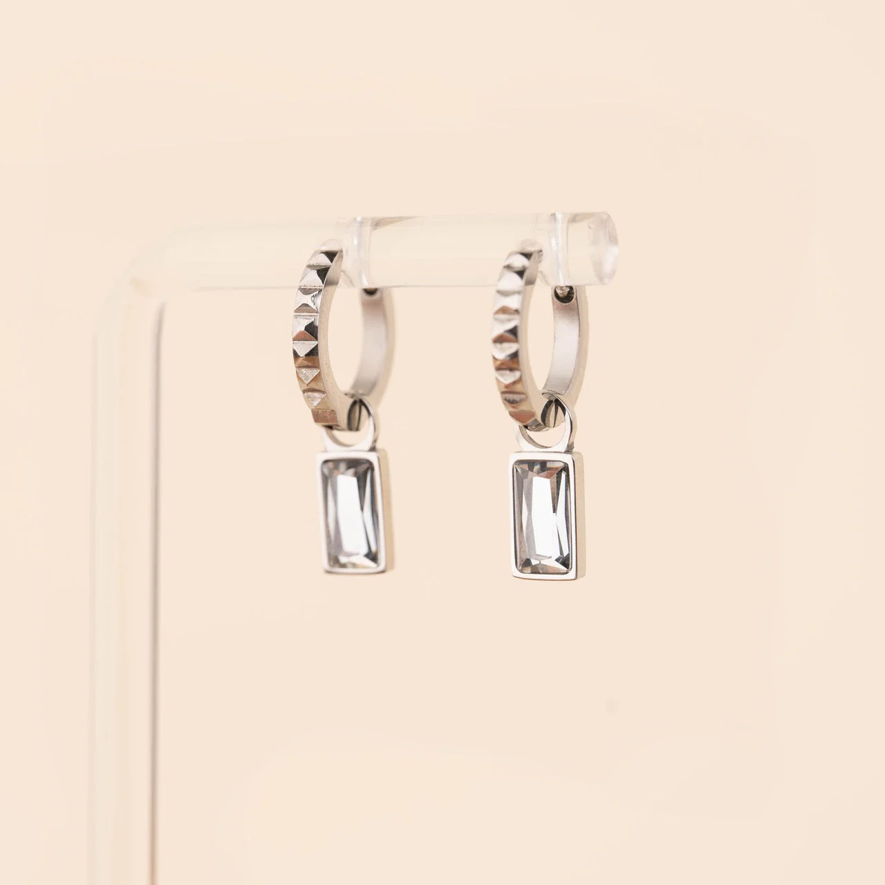 April Birthstone Huggie Hoop Charms