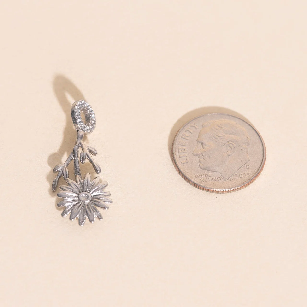 April Daisy Birth Flower Necklace Charm - Image 5