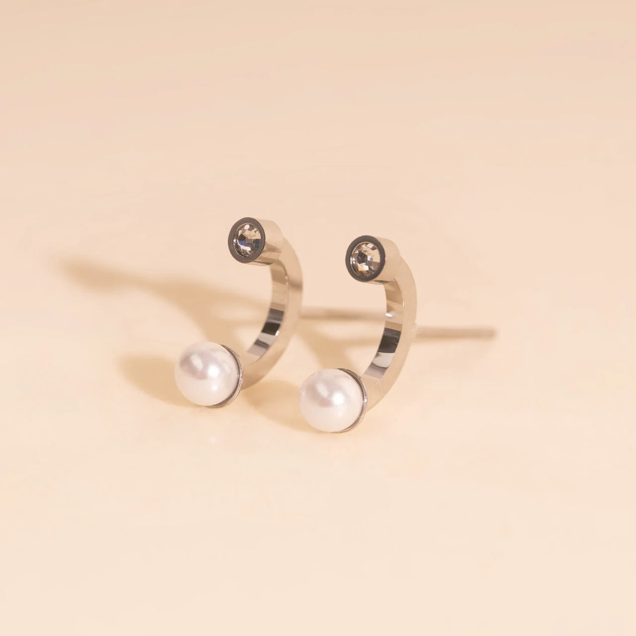 Arc and Pearl Stud Earrings