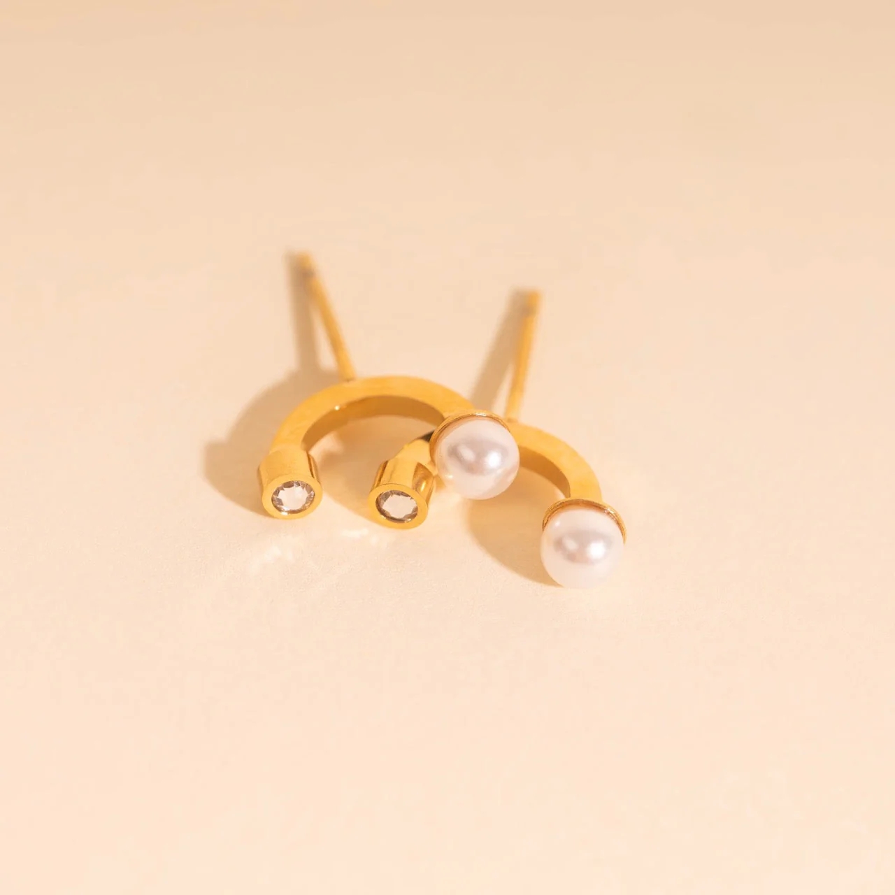 Arc and Pearl Stud Earrings - Image 6