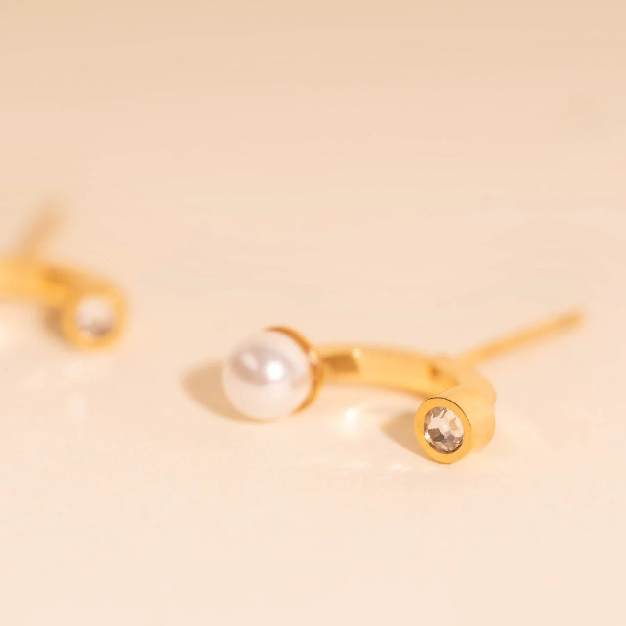 Arc and Pearl Stud Earrings - Image 7