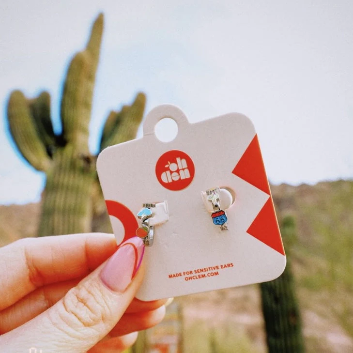 Arizona Desert 3D Huggie Hoop Earrings - Image 13