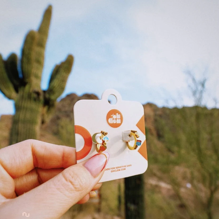 Arizona Desert 3D Huggie Hoop Earrings - Image 14