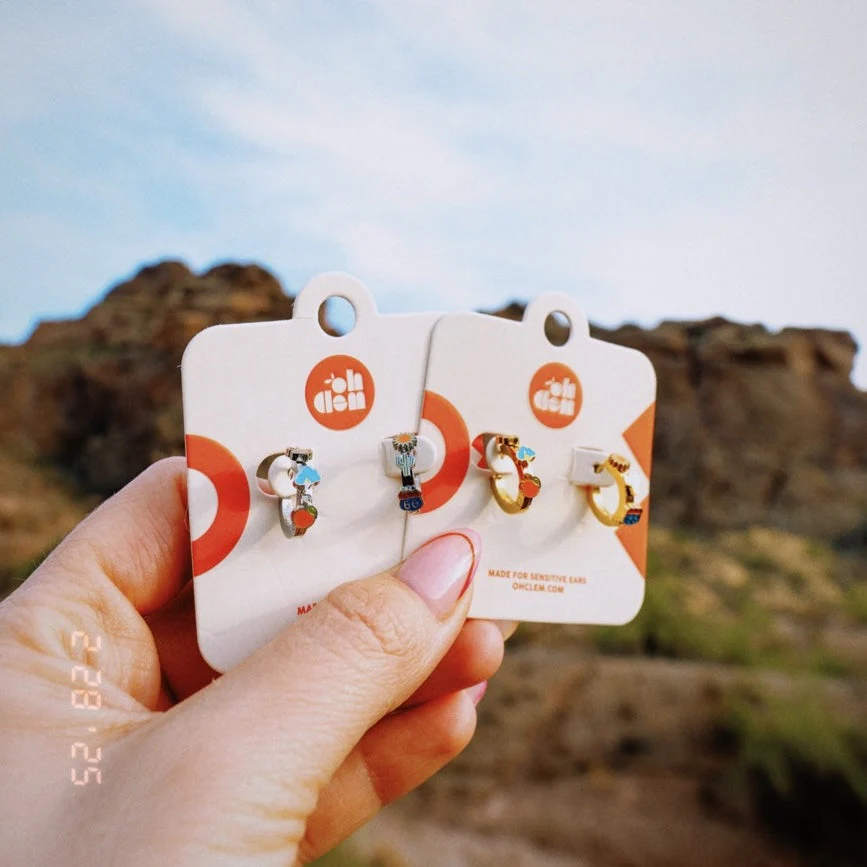 Arizona Desert 3D Huggie Hoop Earrings - Image 15