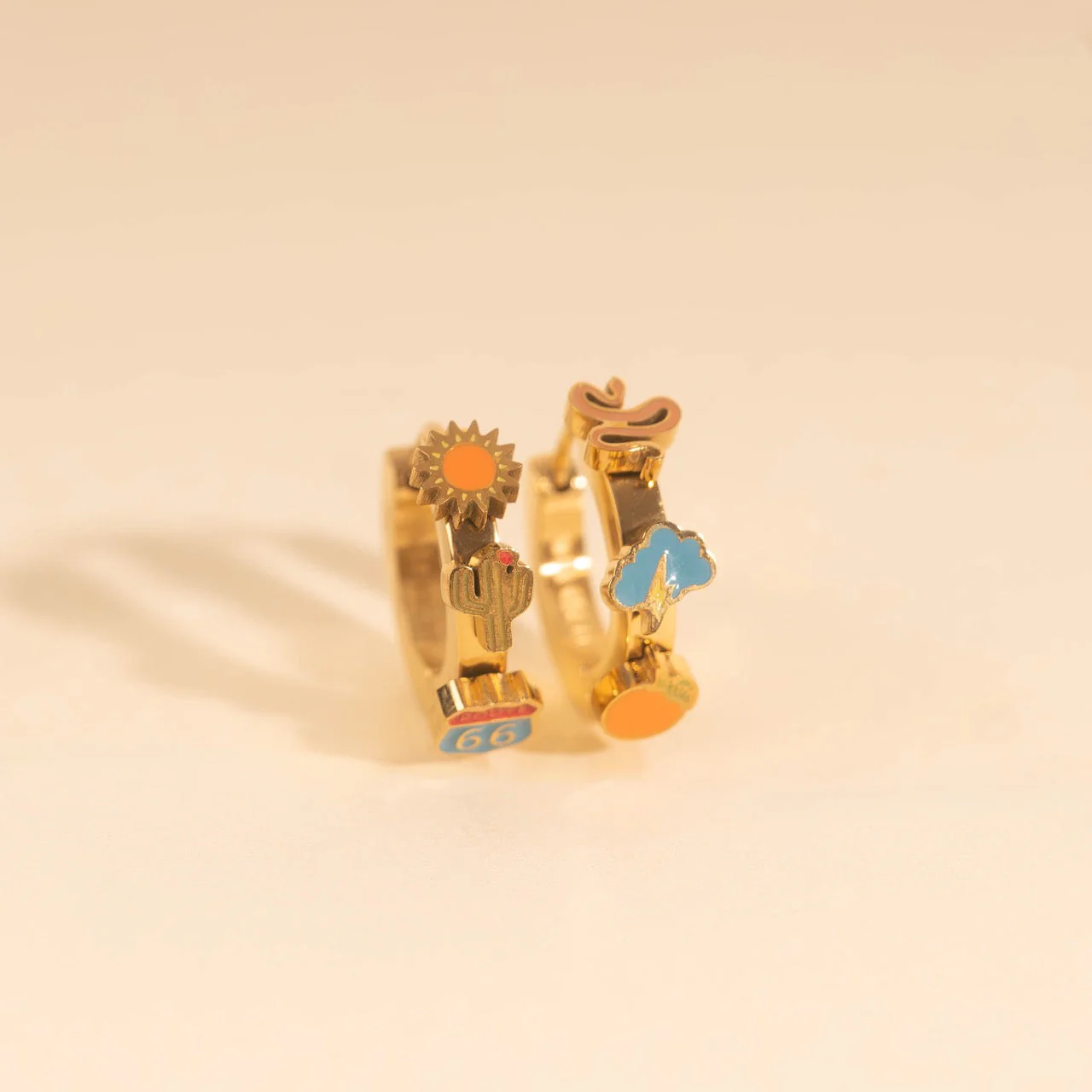 Arizona Desert 3D Huggie Hoop Earrings - Image 2