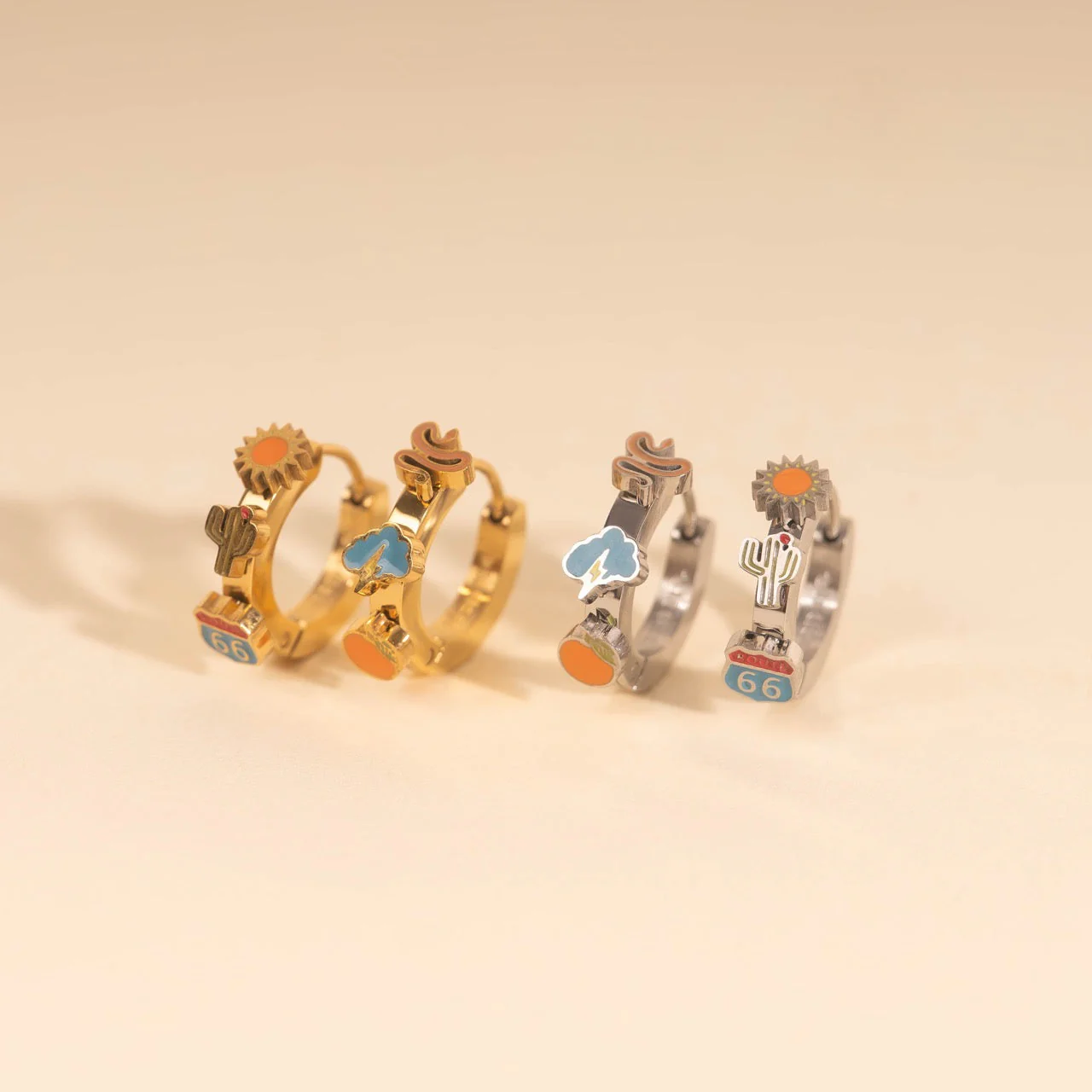 Arizona Desert 3D Huggie Hoop Earrings - Image 6