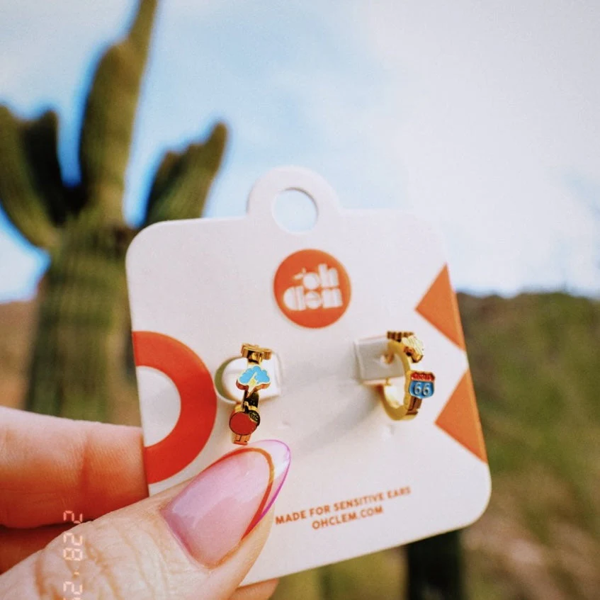 Arizona Desert 3D Huggie Hoop Earrings - Image 9