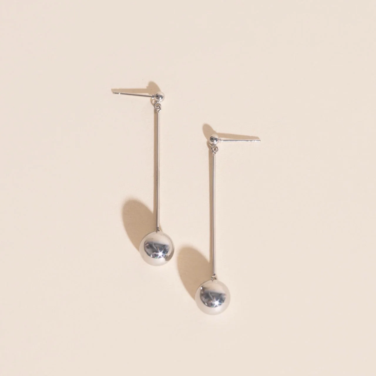 Ball Hammered Bar Stud Earrings - Image 4