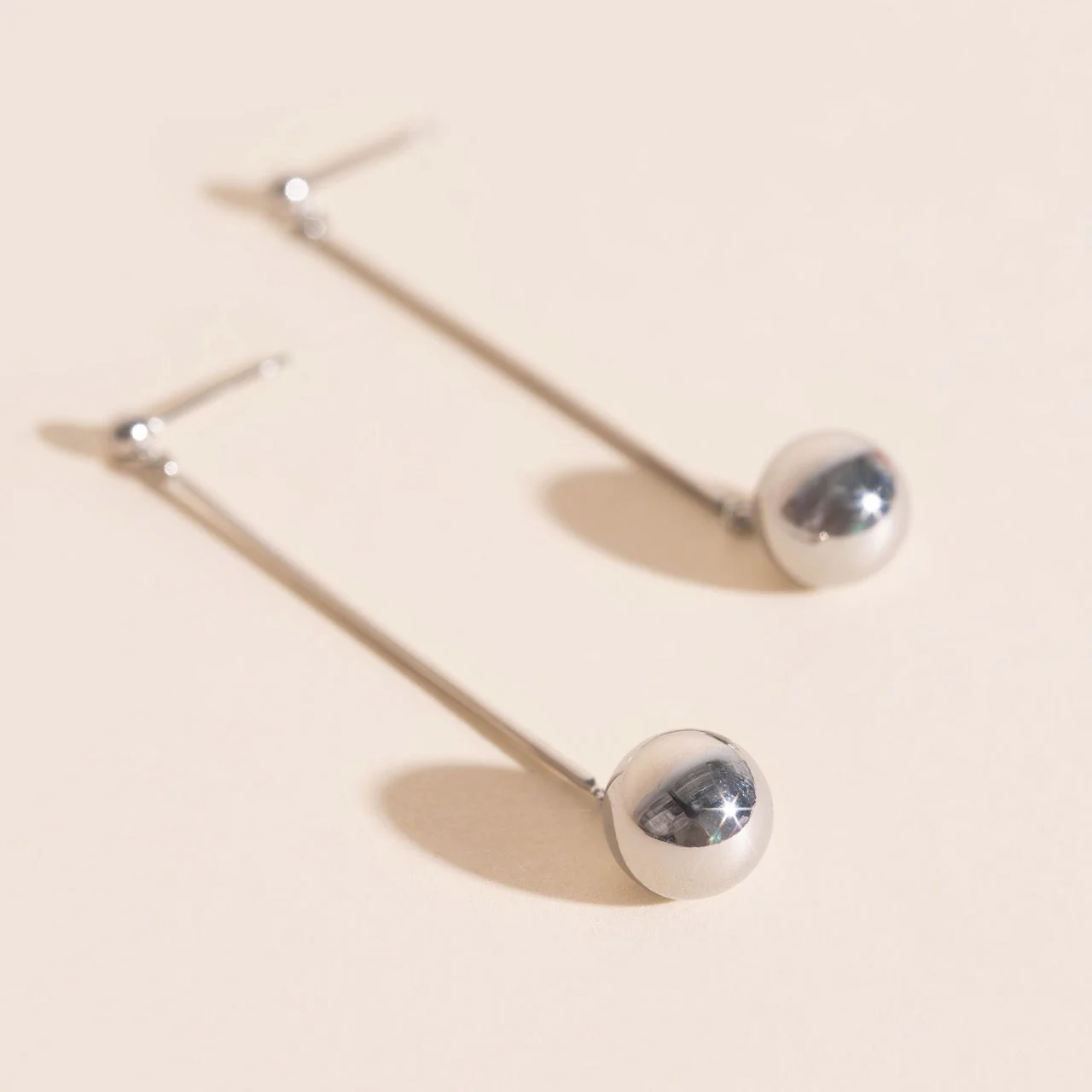 Ball Hammered Bar Stud Earrings - Image 6