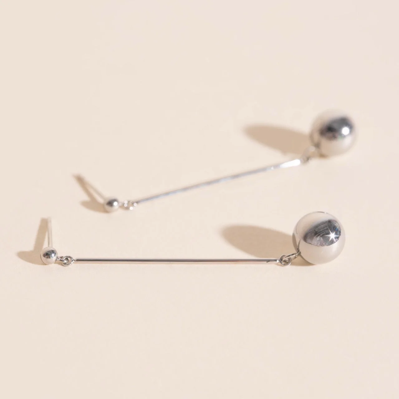 Ball Hammered Bar Stud Earrings - Image 7