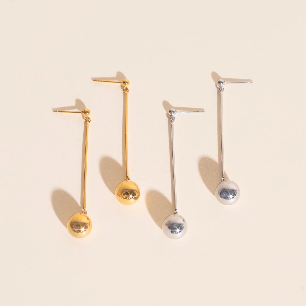 Ball Hammered Bar Stud Earrings - Image 8