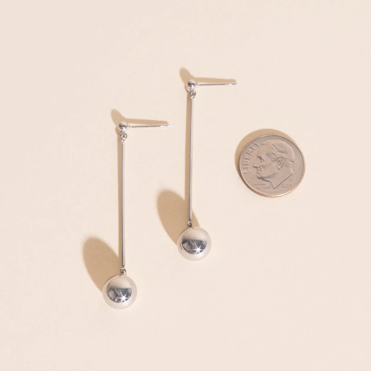 Ball Hammered Bar Stud Earrings - Image 9