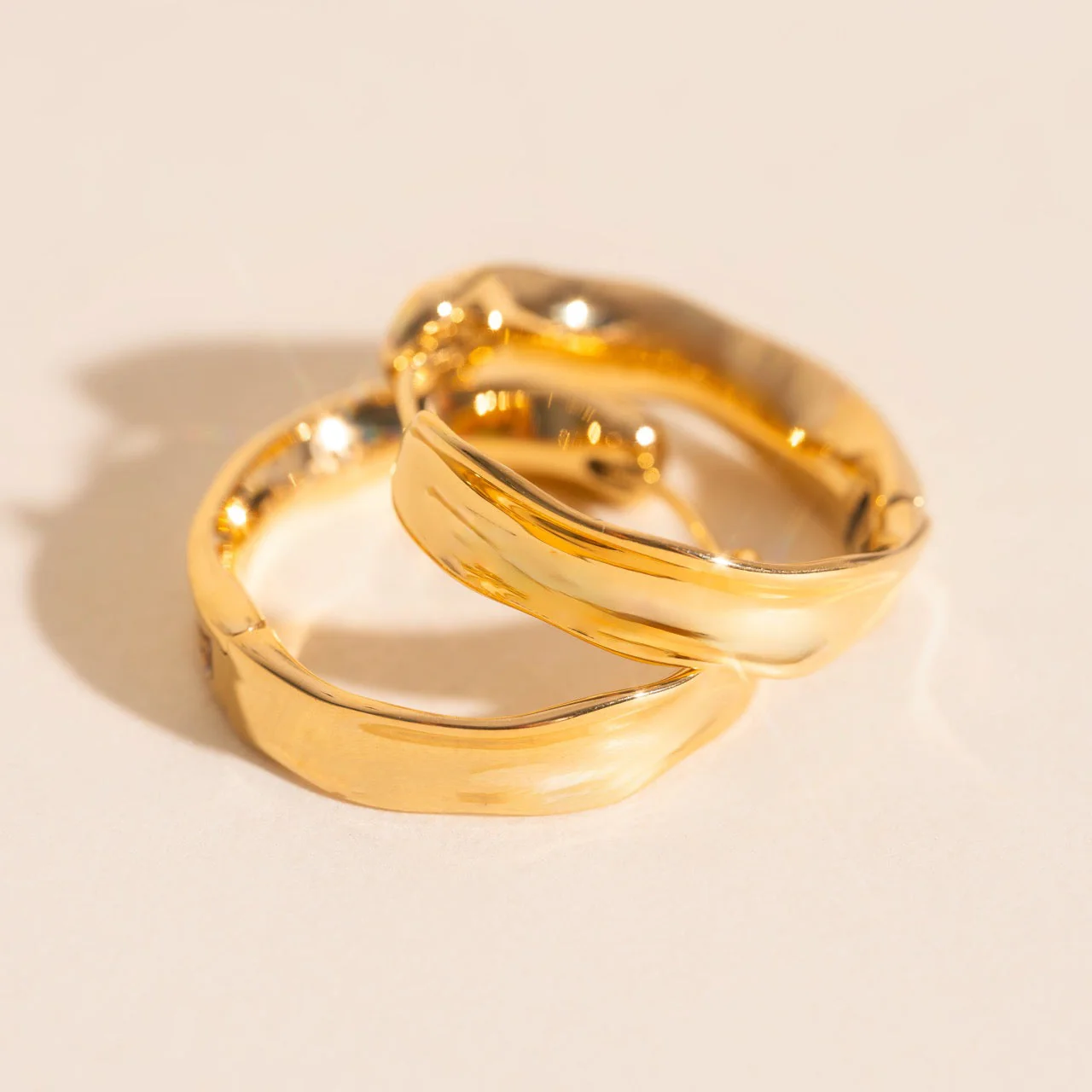 Bangle Rounded Huggie Hoop Earrings - Image 3