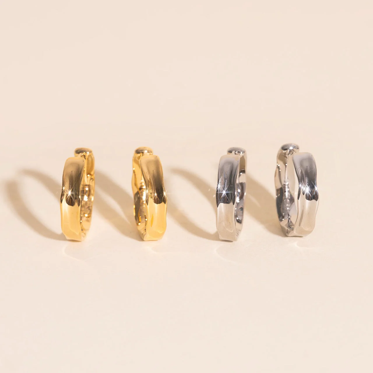 Bangle Rounded Huggie Hoop Earrings - Image 9