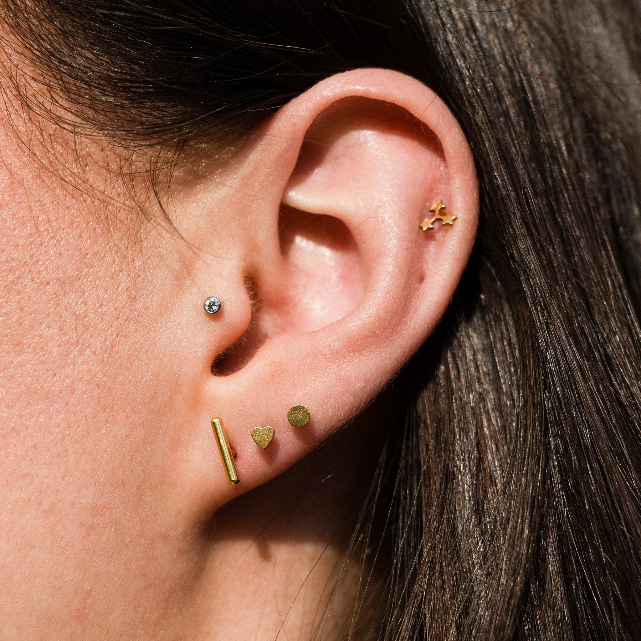 Tiny Bar Flat Back Stud Earrings - Image 2