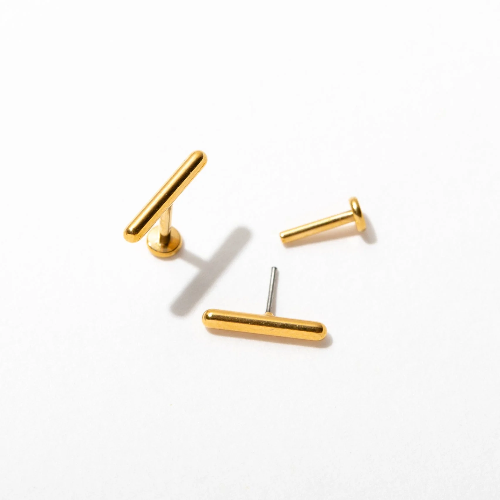 Tiny Bar Flat Back Stud Earrings - Image 3