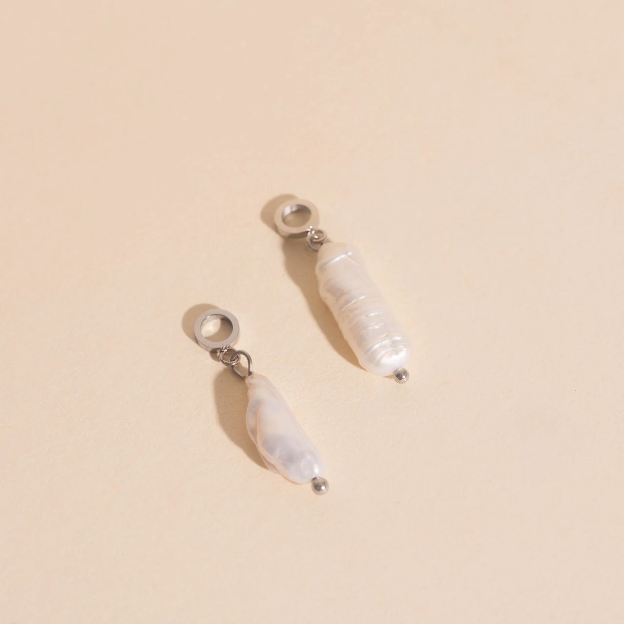 Baroque Natural Pearl Huggie Hoop Charms