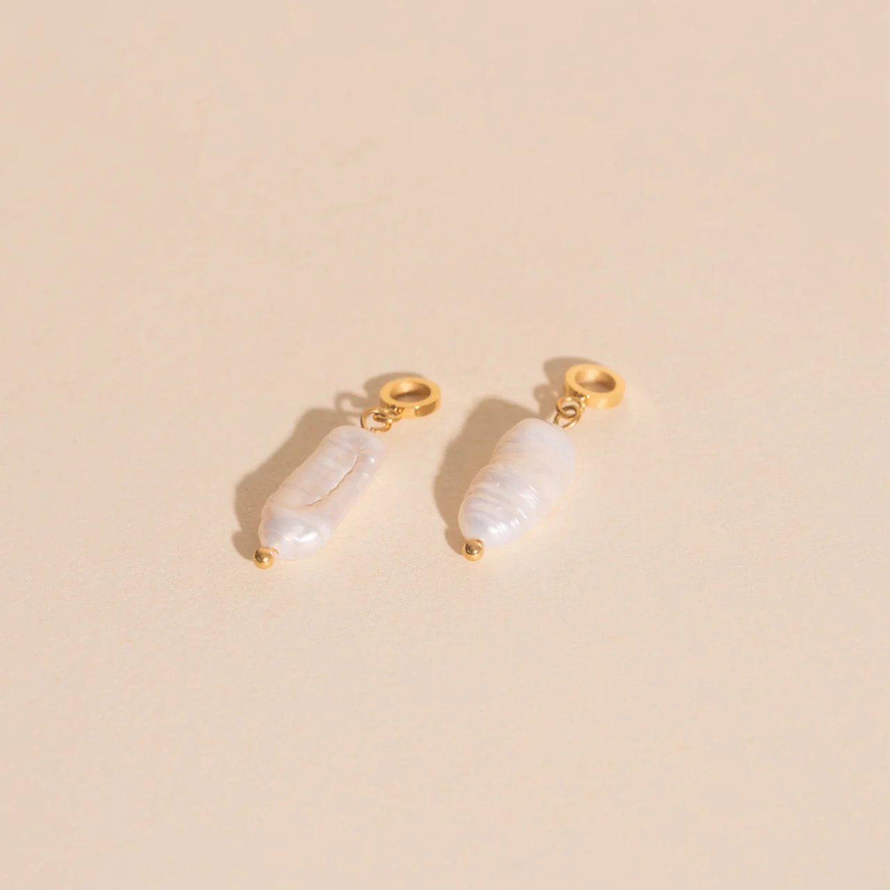 Baroque Natural Pearl Huggie Hoop Charms - Image 2