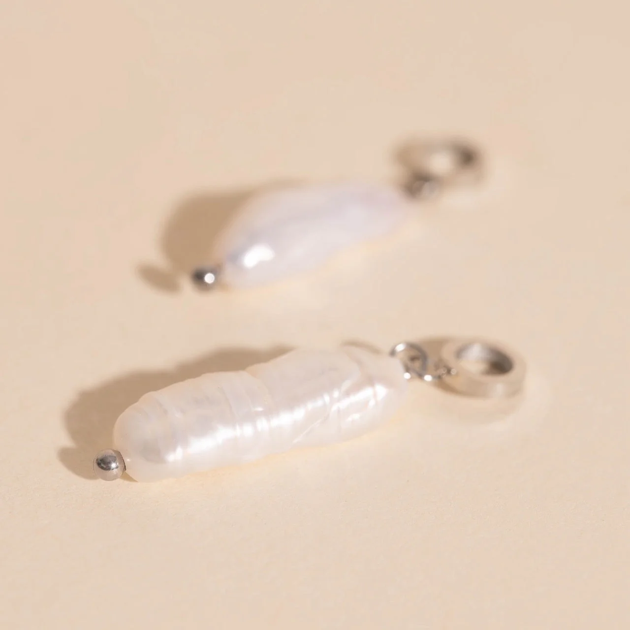 Baroque Natural Pearl Huggie Hoop Charms - Image 4