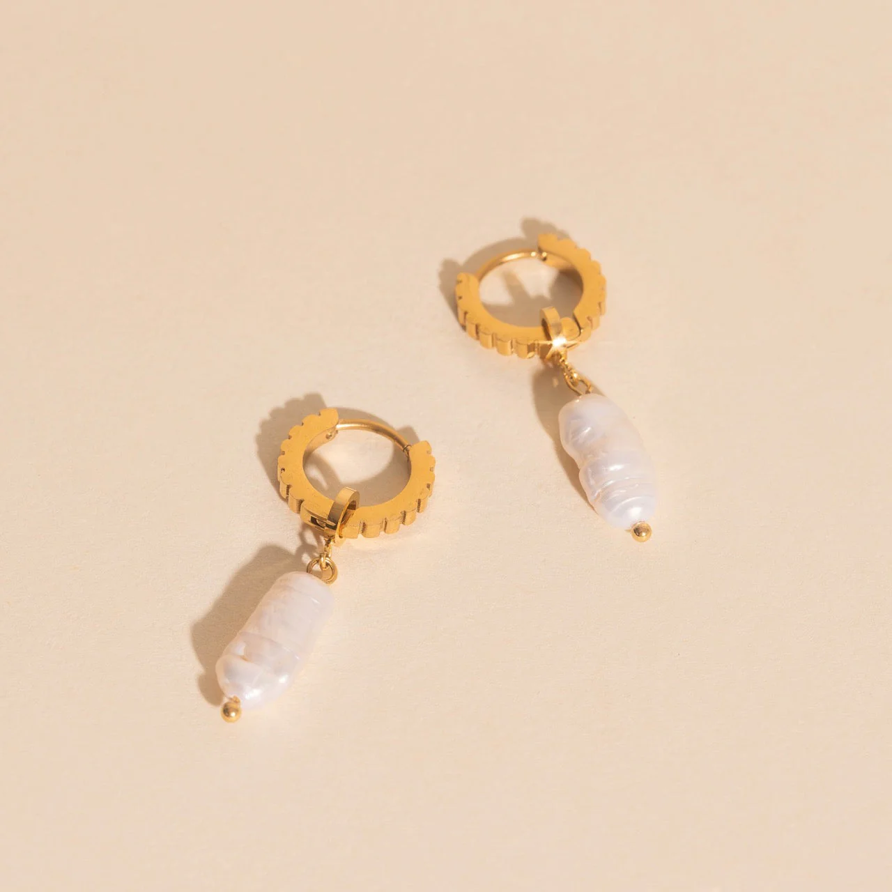 Baroque Natural Pearl Huggie Hoop Charms - Image 5