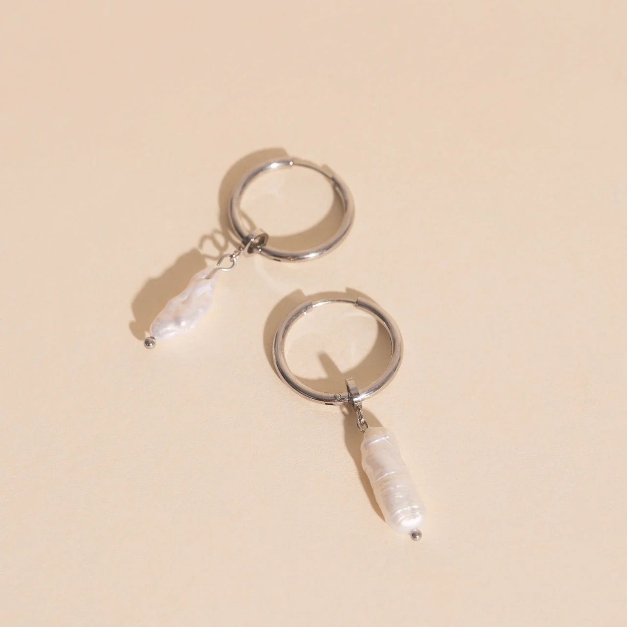 Baroque Natural Pearl Huggie Hoop Charms - Image 6