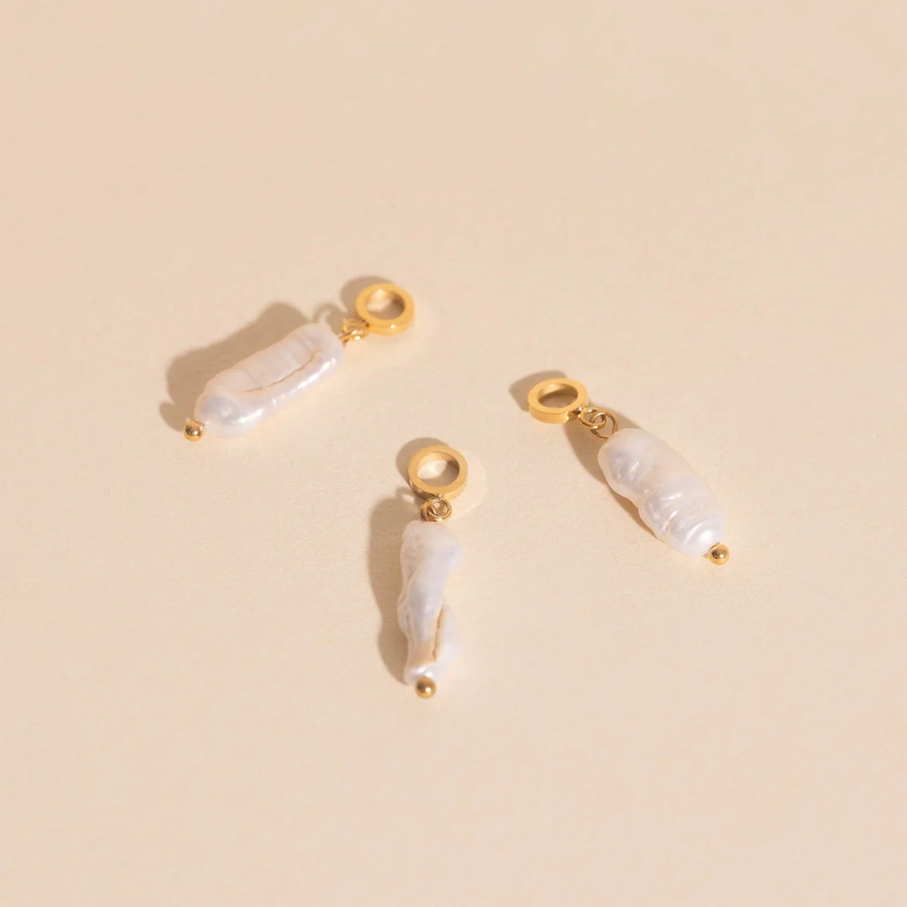 Baroque Natural Pearl Huggie Hoop Charms - Image 7