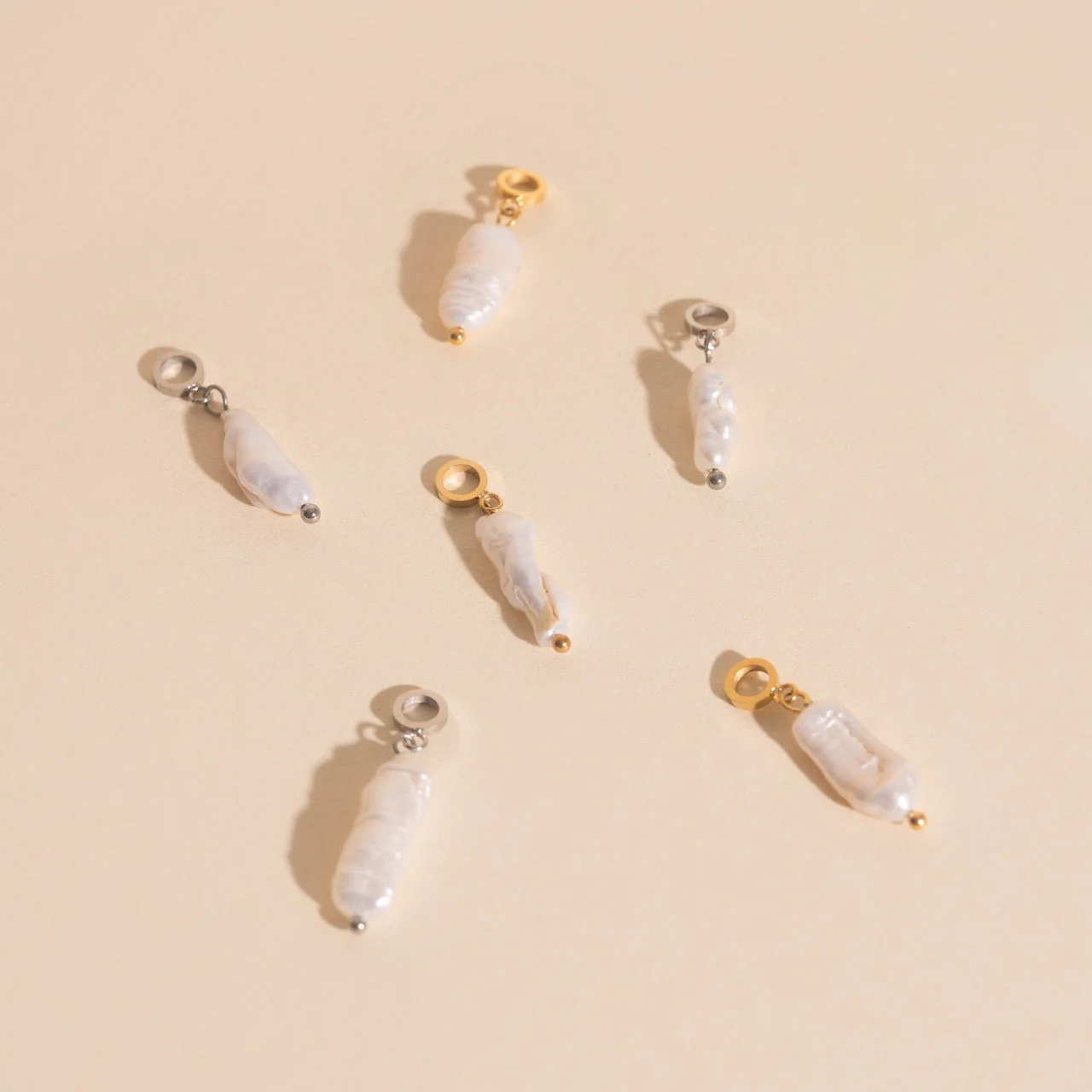Baroque Natural Pearl Huggie Hoop Charms - Image 8
