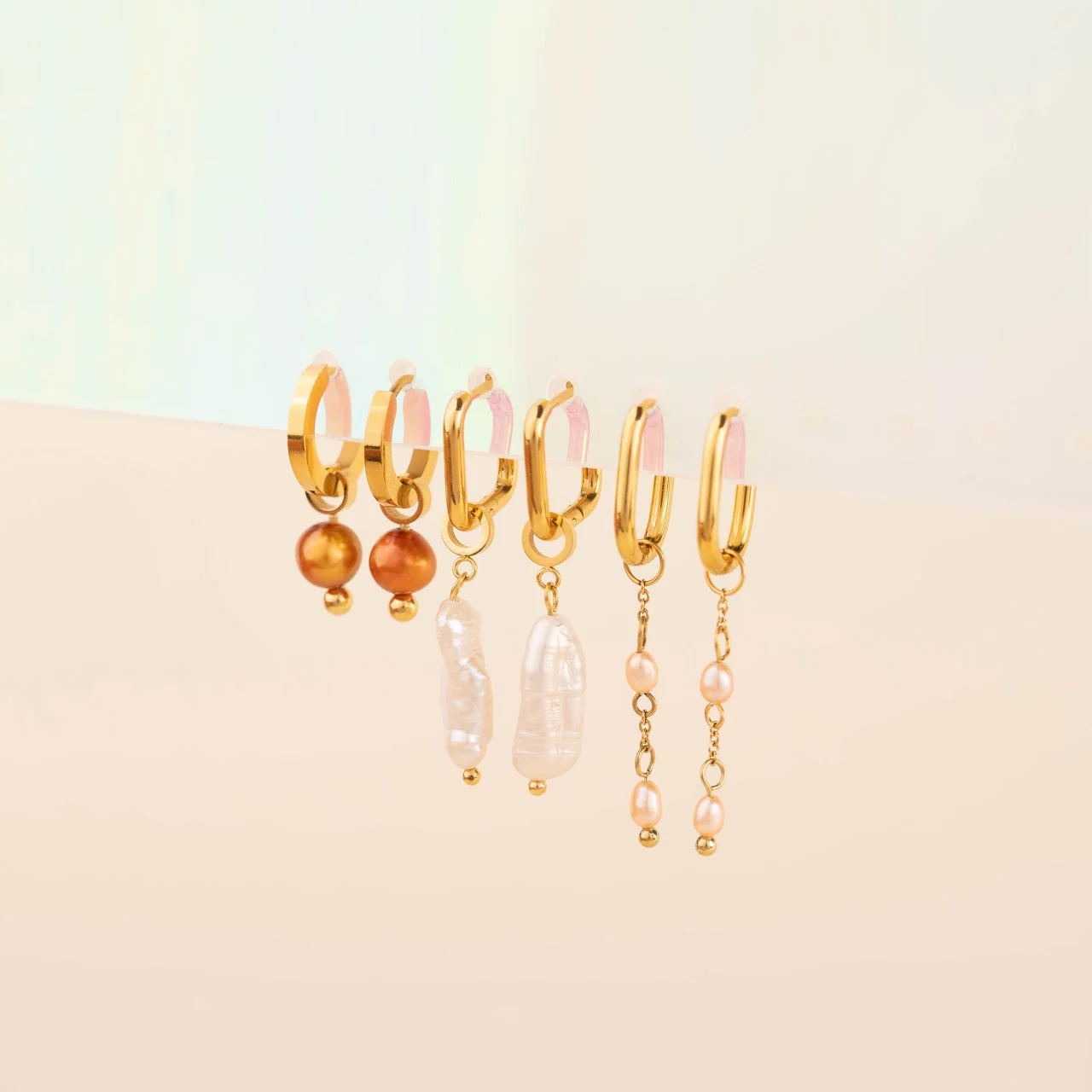 Baroque Natural Pearl Huggie Hoop Charms - Image 9
