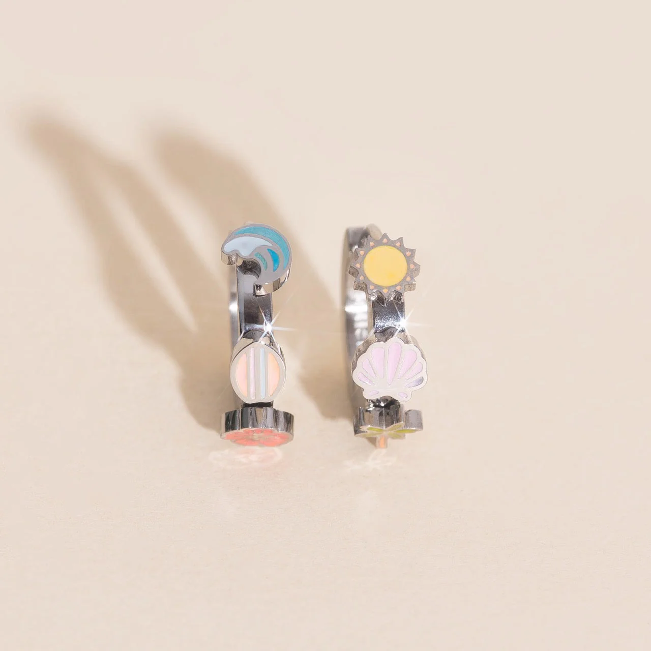 Beach 3D Huggie Hoop Earrings - Image 6