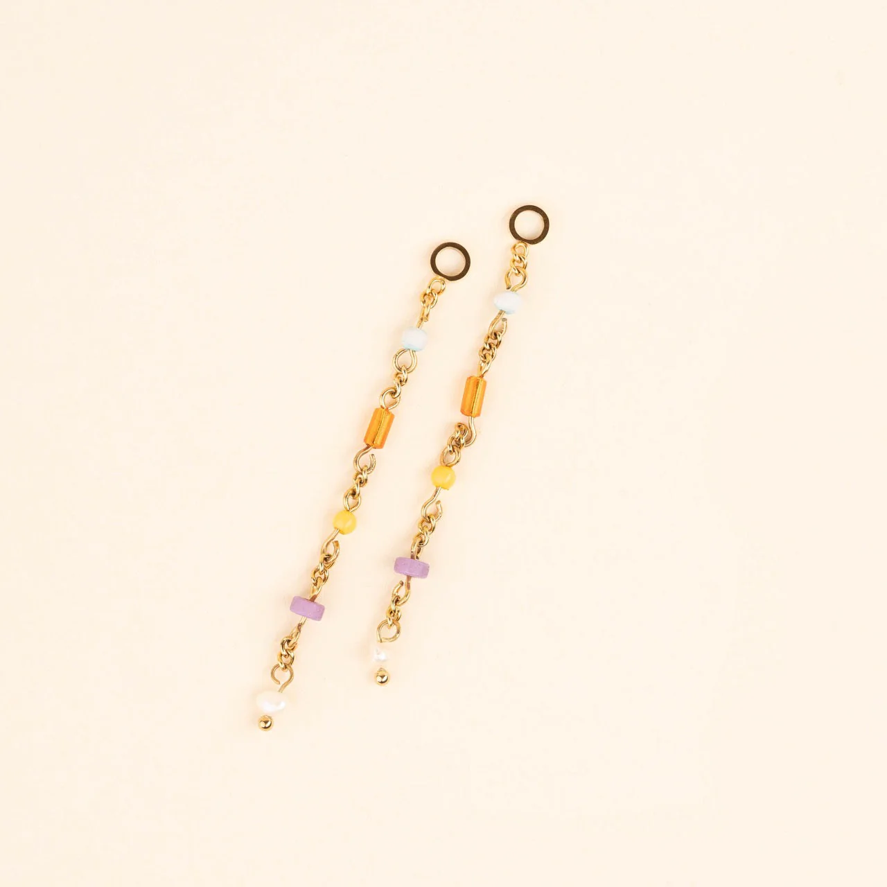 Bead Chain Huggie Hoop Charms