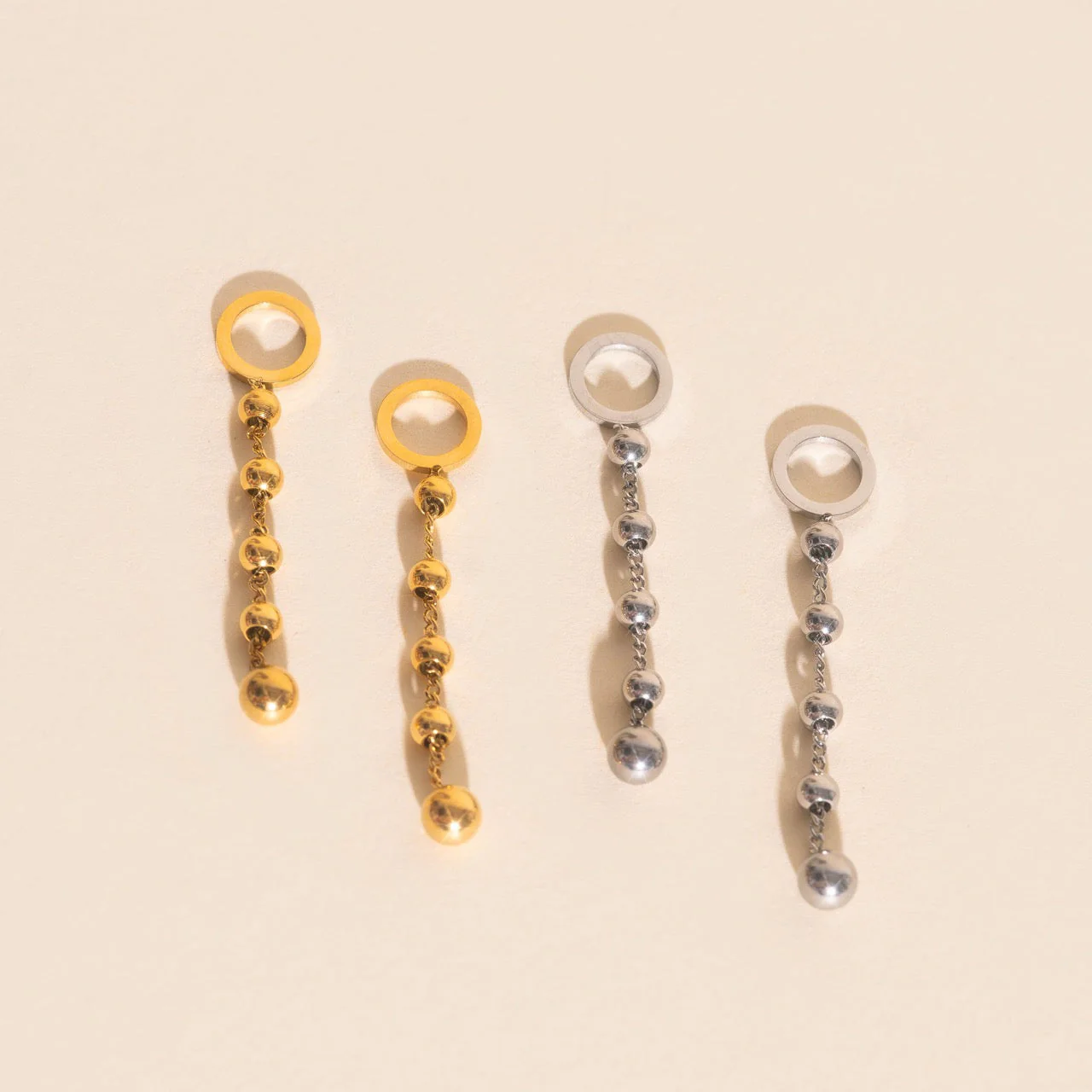 Beaded Metal Chain Chunky Huggie Hoop Charms - Image 7