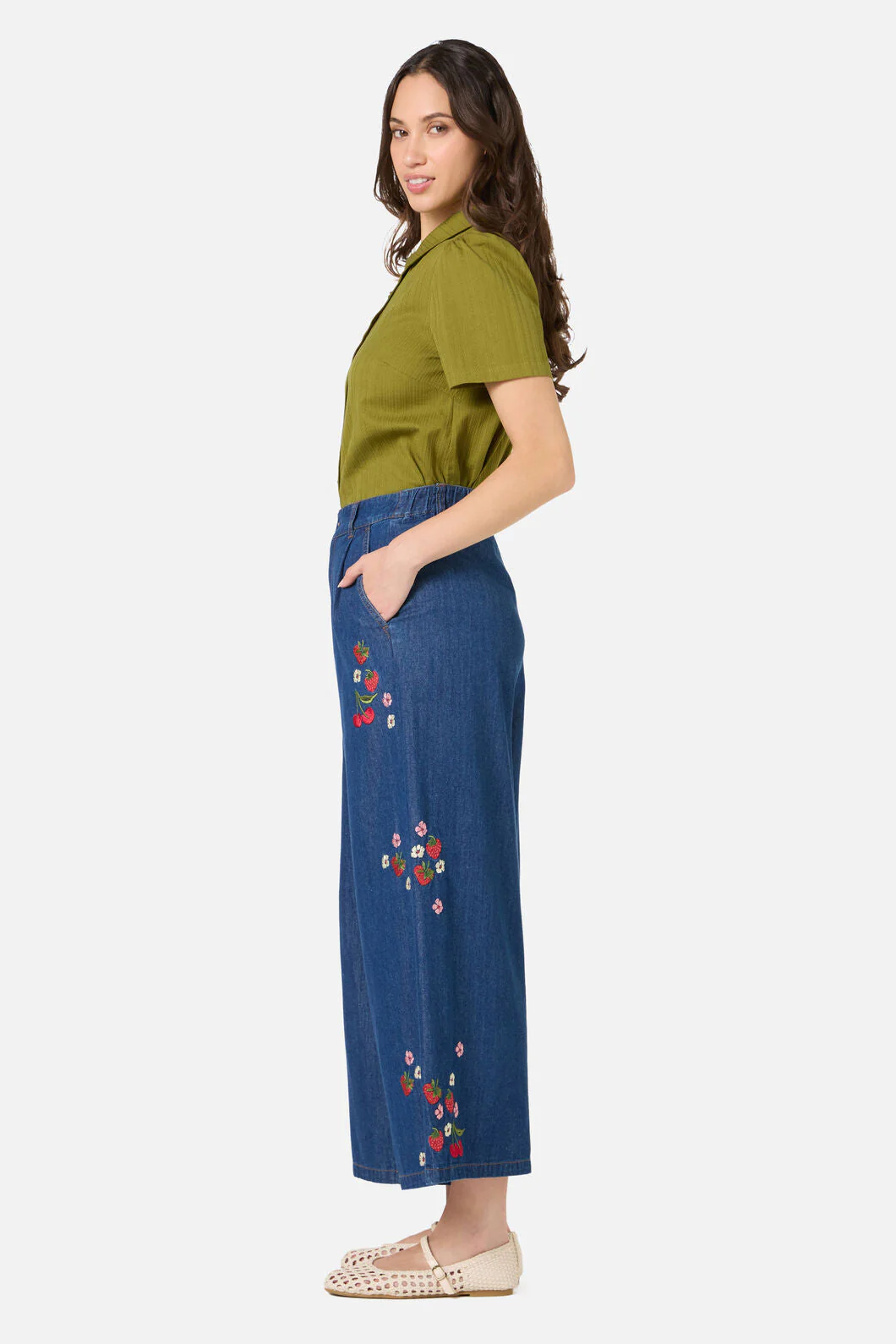 Berry Bloom Embroidered Culotte - Image 4