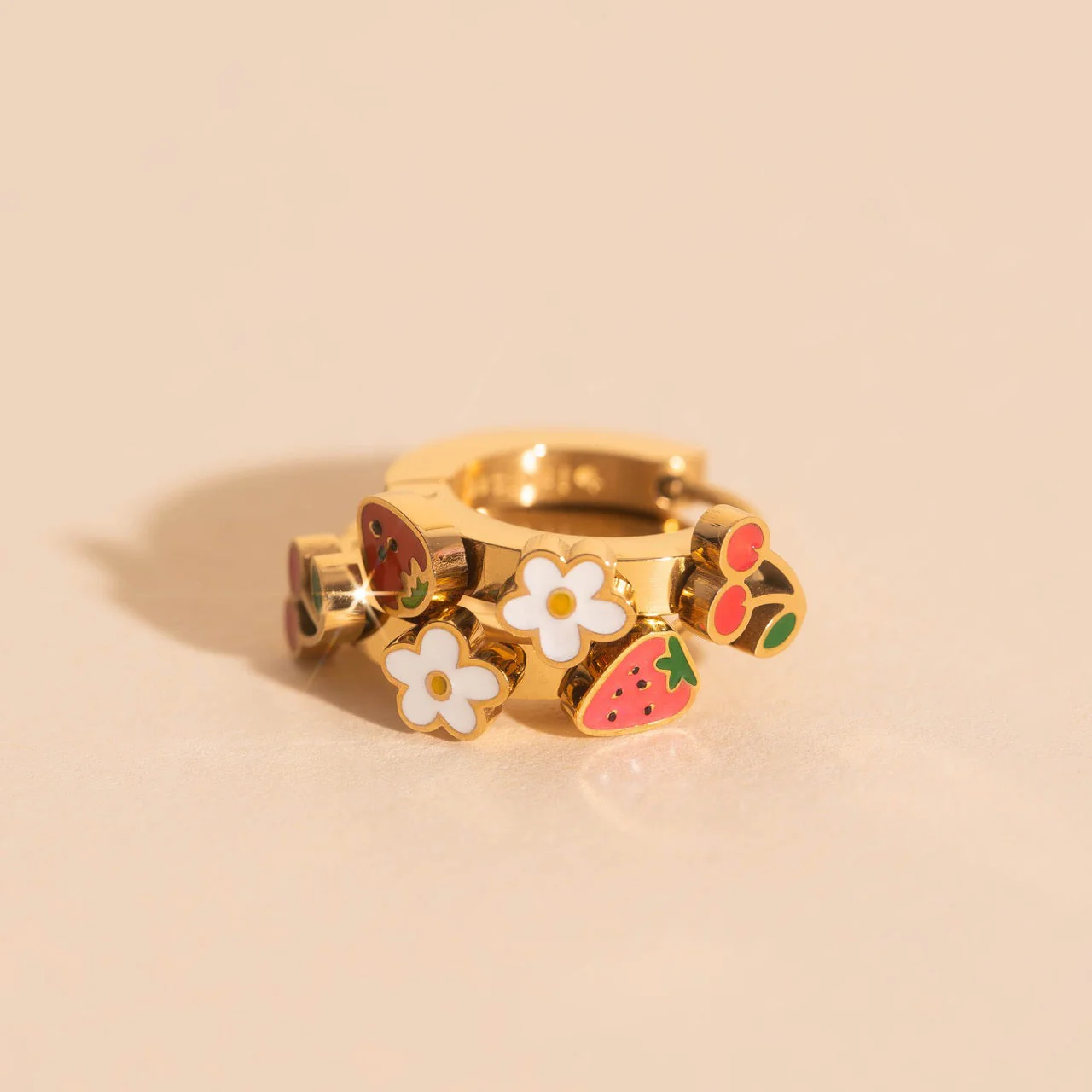 Berry Sweet 3D Huggie Hoop Earrings - Image 2