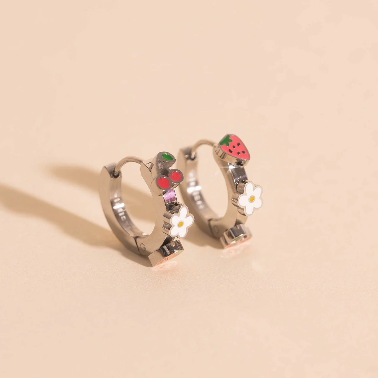 Berry Sweet 3D Huggie Hoop Earrings - Image 4