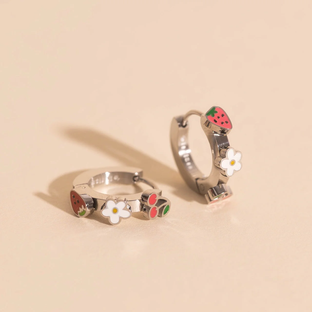Berry Sweet 3D Huggie Hoop Earrings - Image 5
