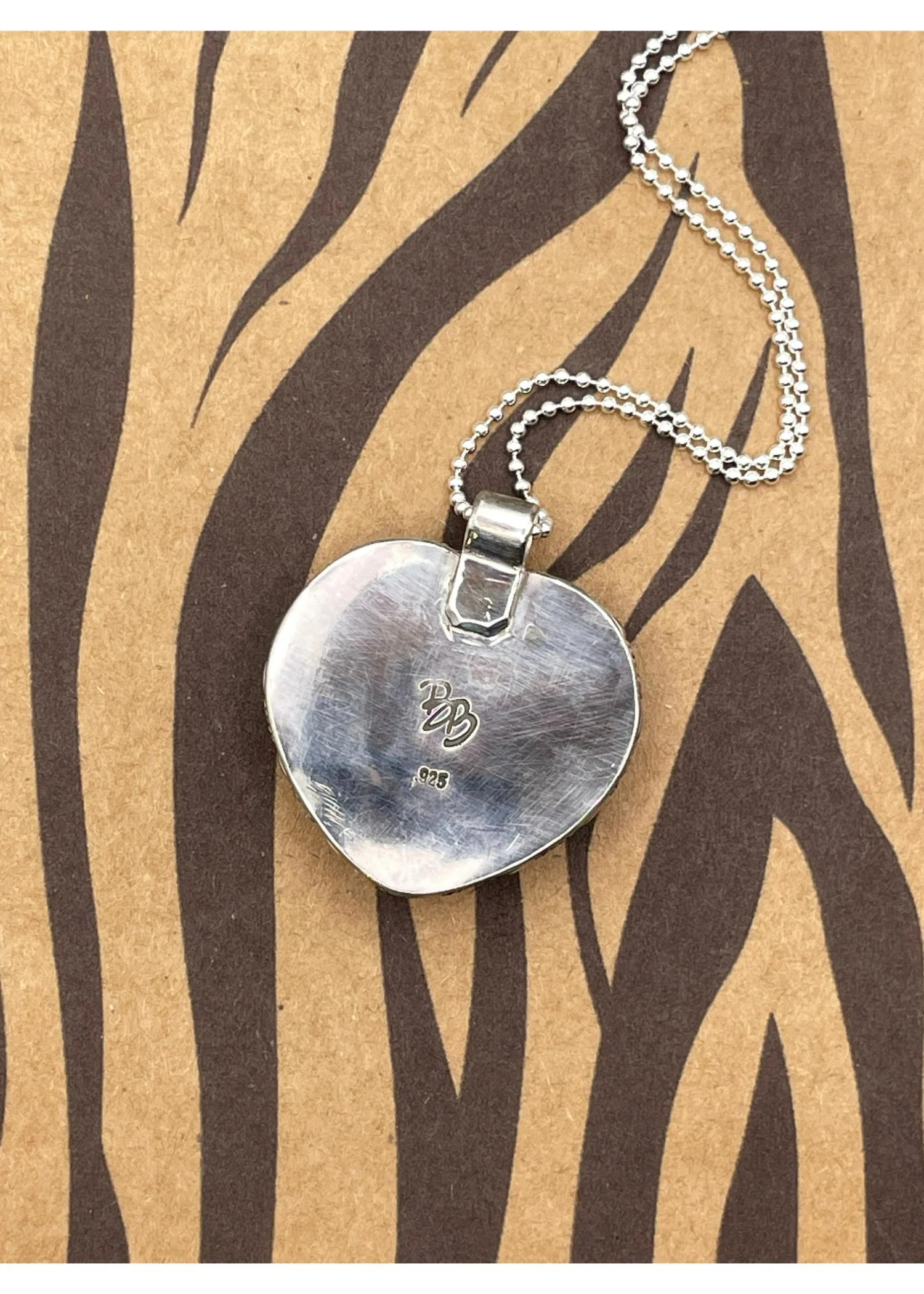 Sterling Silver Heart Pendant Turquoise Billiard 8-Ball - Image 2